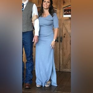 Adrianna Papell Women's Long Metallic Knit Dress with Elbow Sleeves